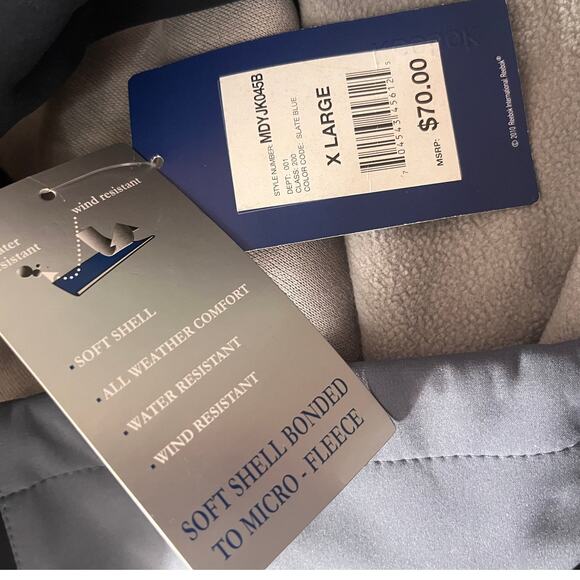 Reebok Soft Shell Bonded To Micro Fleece Wind Rain Resistant - XL - Gray/Black - Picture 6 of 14